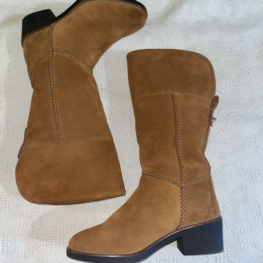 Coach Women’s Knee Boots Size 6.5 M Brown Suede Leather Going Out Party Fun - Picture 2 of 12